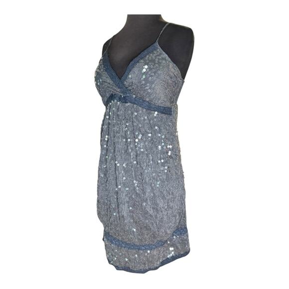 Y2K Miilla Silk Sequin Babydolll Lace Trim Mini Dress M NWT Party Boho Glam - Picture 4 of 10